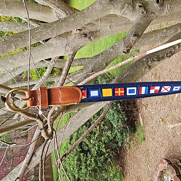 VINTAGE NEW PRESTON SIZE 42 CODE NAUTICAL FLAGS SAILING BELT BRASS LEATHER USA - Picture 14 of 16